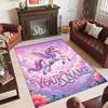 Alfombra de Suelo de Terciopelo de Cristal con Temática de Unicornio, Alfombra Cálida Personalizada con Nombre y Texto, Decoración del Hogar