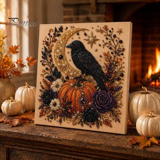 Handmade Holiday Gift Ideas Halloween Faux Pearl Art DIY Kit, Spooky Cute 3D Beads Painting Crafts, Creative Home Decor Projects Gothic Ghost Pumpkin