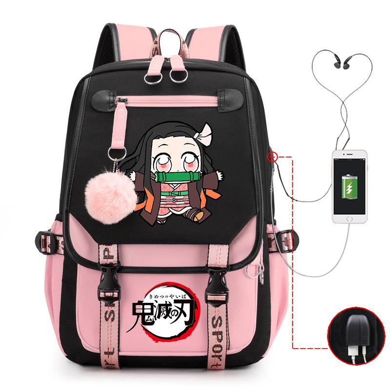 Ghost Annihilation Blade Grade 3-6 Junior High School Student High School Student School Bag Strap USB Multifunctional Backpack