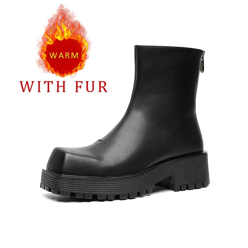 

Мужские ботинки на толстой подошве, высокие, из кожи, Модный минималистичный дизайн, Для отдыха на природе, для бизнеса, для вечеринок, Трендовые мужские ботинки 44