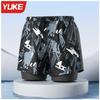 Mens Double-Layered Board Shorts Swim Trunks Beach Swimming Surfing Quick-Dry Anti-Chafe Athletic Swimwear