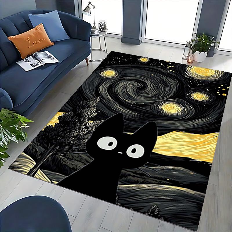 1pc Starry Night Cat Office Chair Mat - Non-Slip Carpet for Desk, Festive Gift Idea, Suitable for Home Decor, Living Room, Bedroom, Game Room.P082
