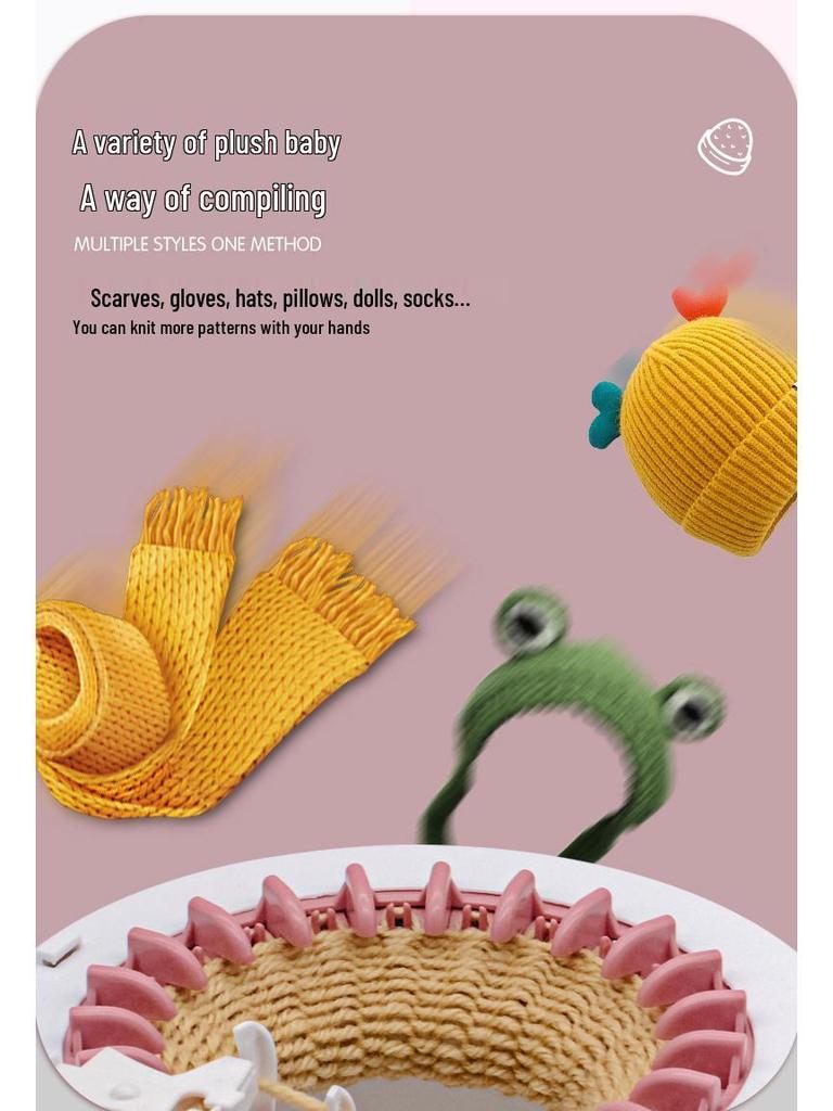 Kompaktní 22jehlový ruční pletací stroj s klikou: DIY Výrobník svetrů a čepic