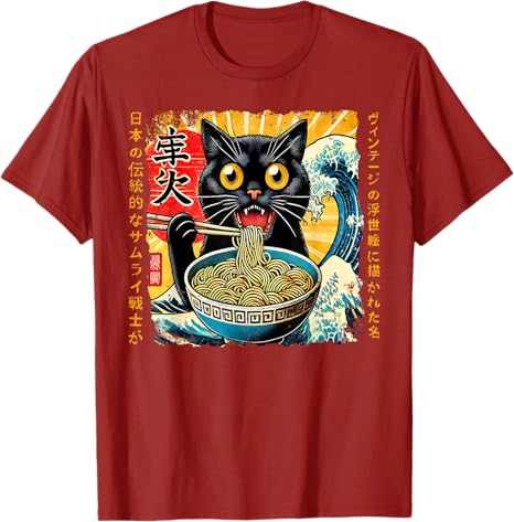 Cat RaUnisex Noodle Japanese Anime Unisexga RaUnisex Kawaii Cat TShirt Otakus Pop Culture Graphic Saying Tee Novelty Gift Kitty Outfit S