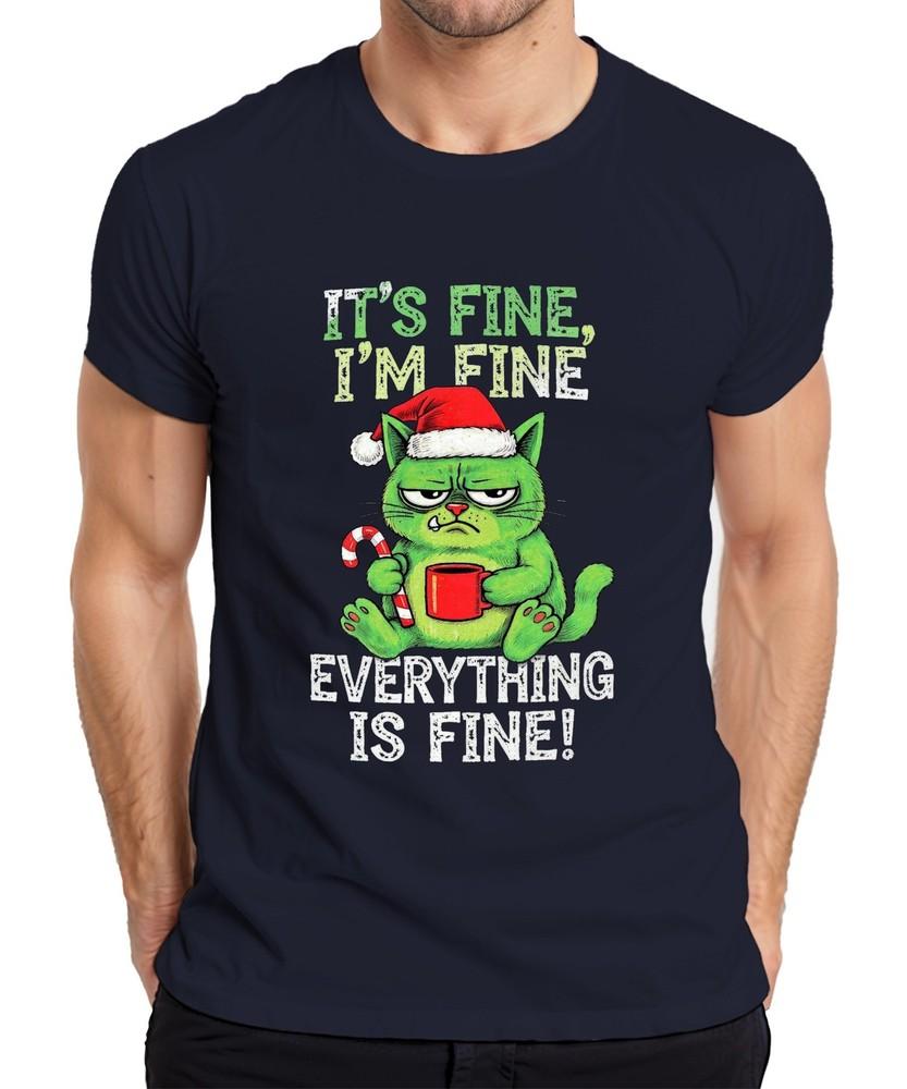 Its Fine Im Fine Everything Is Fine Grumpy Cat Funny Christmas Unisexs Tshi S