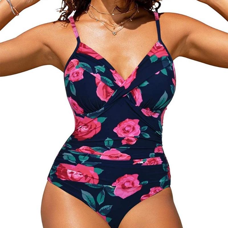 Populair Badpak Sexy Effen Kruisvouw Strak Eendelig Bikini Europees en Amerikaans Badpak