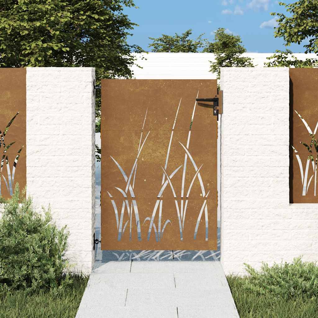 Garden Gate 85 X 150 Cm Corten Steel Grass Design