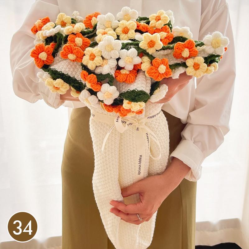 

80Cm Finished Crocheted Rose Bouquet Blanket Handmade Knitted Flower Bouquet Blankets Home Decor Bed Sofa Throw Blanket Gift 80cm