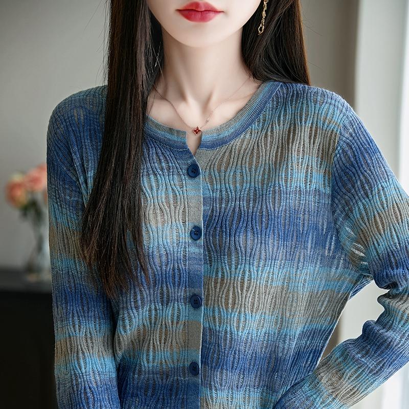 Cardigan ușor, 50% lână, 50% mătase de dud, pentru femei - tricotaje versatile pentru 4 sezoane pentru confort și stil pe tot parcursul anului