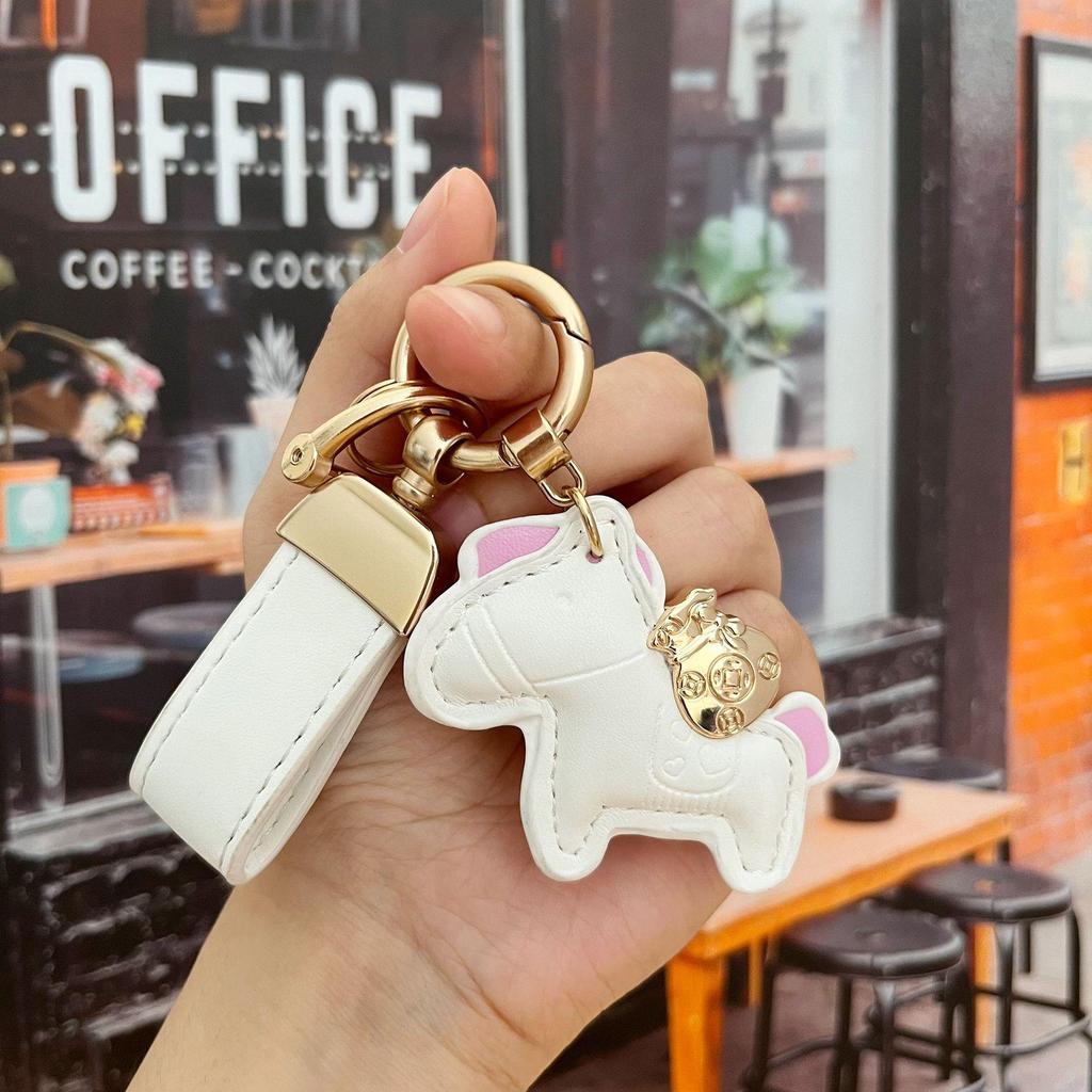 Portachiavi in Pelle con Ciondolo Pony Cartone Animato: Braccialetto della Ricchezza Immediata per Coppie, Accessorio per Auto e Borsa