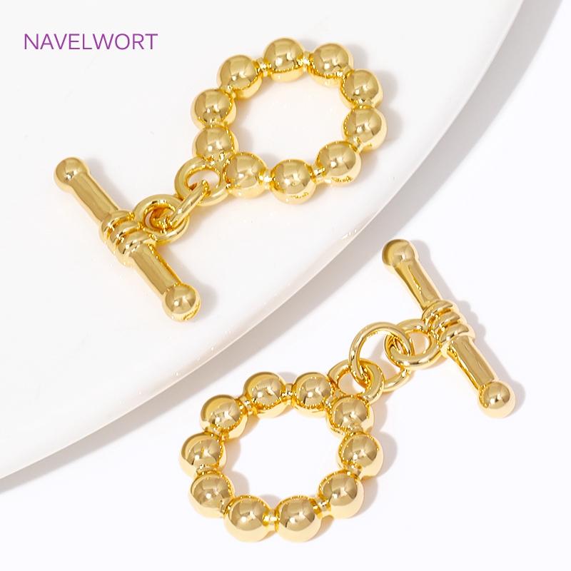 18K Gold Plated End Beads Toggle Clasp Brass Irregular Round OT Clasp For Jewelry Making Findings DIY Jewelry Accessories