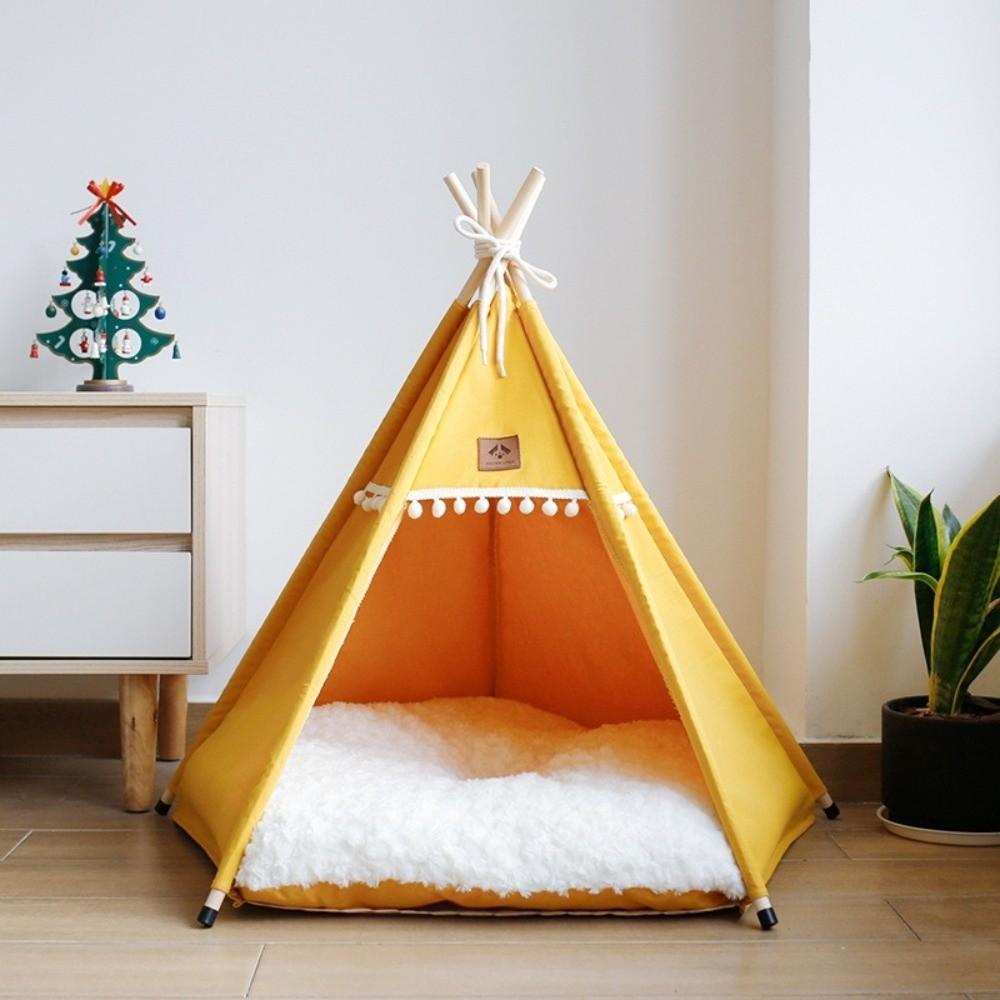 with Thick Cushion Cat Teepee Tent Thick Cushion Pet Tent Kennel Dog Tent Bed  For Cats/Dogs
