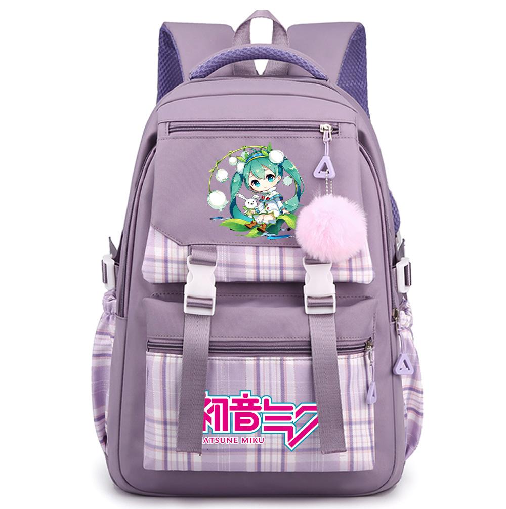 Cartoon Anime Hatsune Miku Printed Large Capacity Backpack for Teenger Student Bookbag Girl Boy Schoolbag Bookbag Women Waterproof Travel Bag