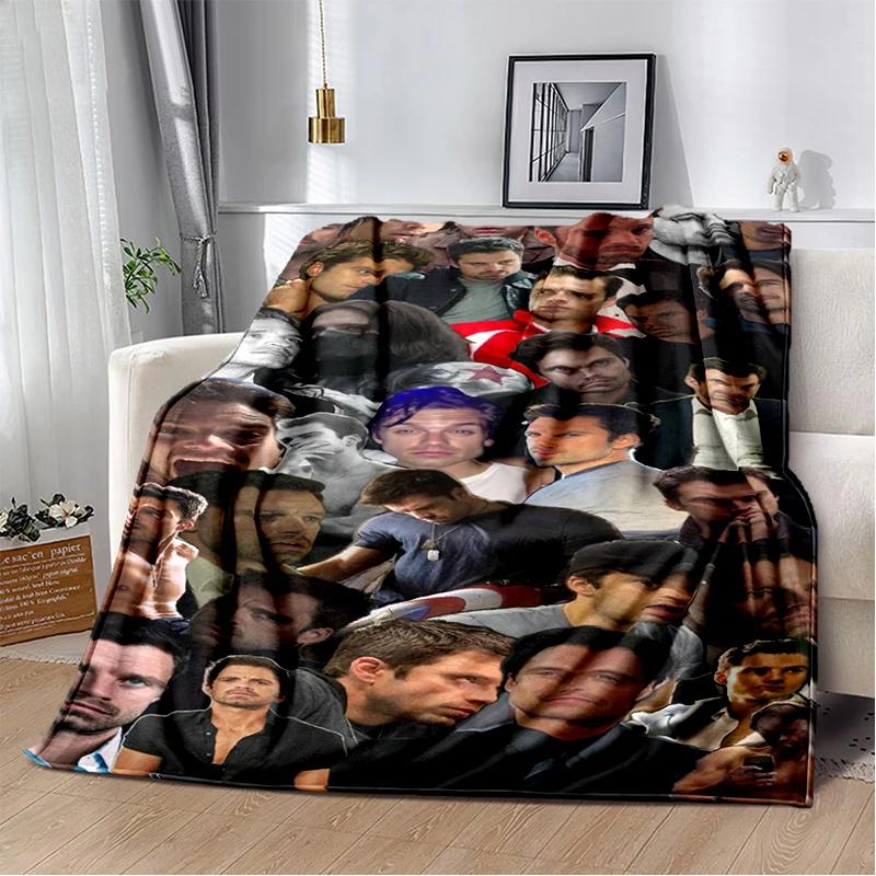 3D Sebastian Stan Handsome Actro Soft Flannel Blanket for Bed Bedroom Sofa Picnic,Throw Blanket for Cover Office Gift Kids