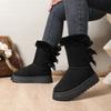 Fashion 2025 New Women Mid-calf Boots Solid Color Classic Retro Shoes Women Thick Plush Thick Sole Non-slip Fashion Snow Boots Women