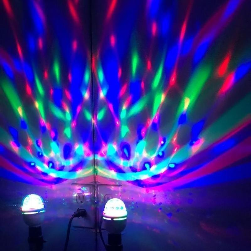 3W E27/B22 RGB Crystal Ball Rotating LED Stage Light Bulbs Disco Party Bulb Lamp