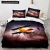 Airplane King Queen Full Duvet Cover Vintage Fighter Bedding Set for Kids Teens Adults Sky Clouds Grey 2/3pcs Soft Quilt Cover
