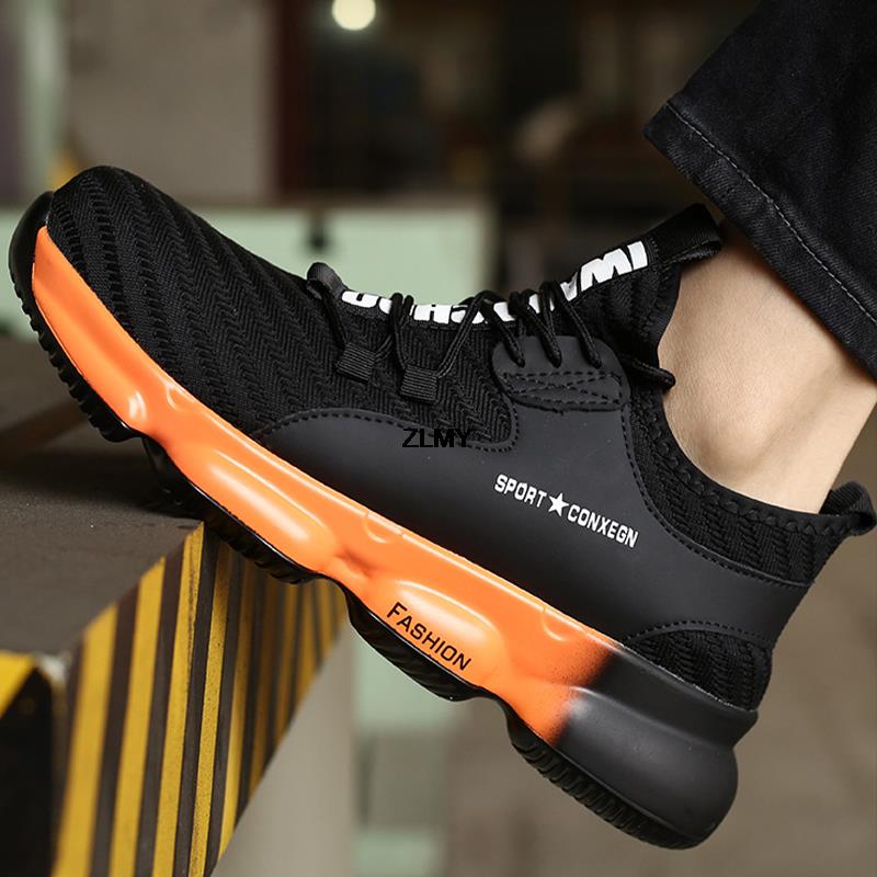 Herren Sicherheits-Sneaker mit Stahlkappe Anti-Quetschschlag Industrielle Arbeitsschuhe Leichte Durchstichsichere Herrenstiefel