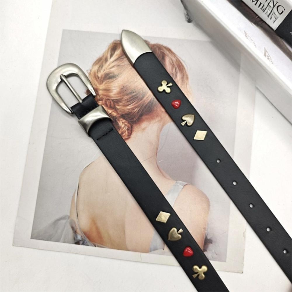 Punk Style Y2K Waist Belt PU Leather Dress Jeans Belt Cool Rivet Waistband  Streetwear