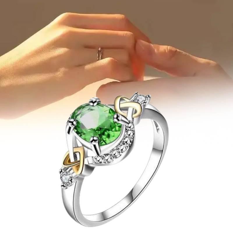 Copper Encrusted Zircon Ellipsoid Ring Hand Jewelry Woman Fashion Simple Gift