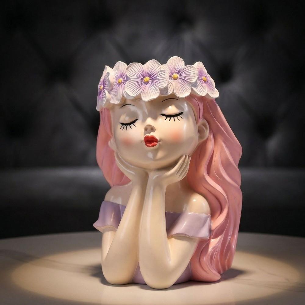 Resin Flower Pot Desktop Storage Flower Container Desk Ornaments Fairy Flowerpot Indoor