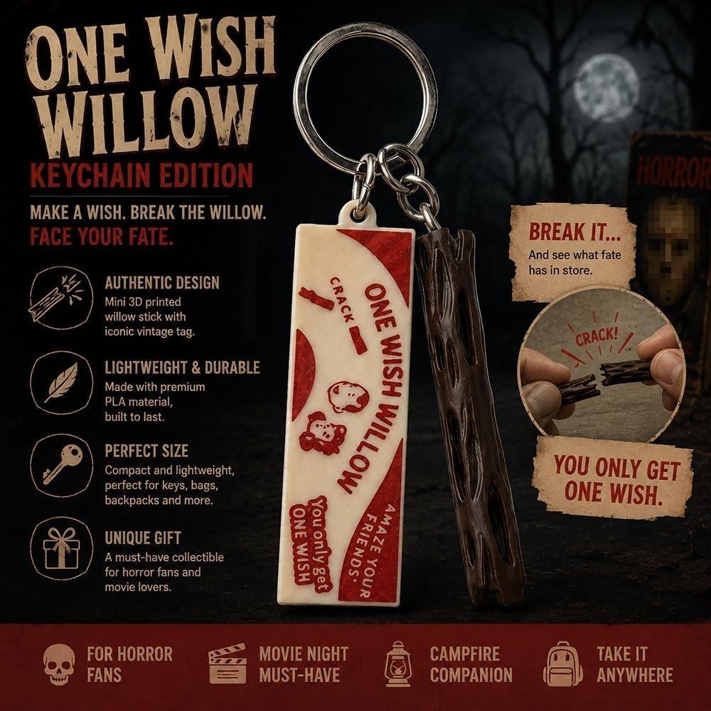 One Wish Willow Stick and Box, 3D Printed Wish-Making Snap Stick for Horror Movie Fans Gift, Fun Party Lucky Charm