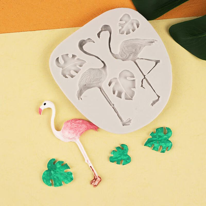 Tropischer Flamingo & Monstera-Blatt Silikonform