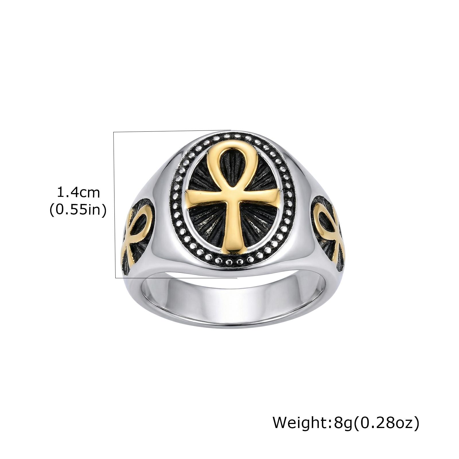 

Vnox Ankh Cross Rings for Men, 14mm Wide Stainless Steel Punk Gothic Jewelry Vintage Statement Ring Religious Amulet Signet Ring 7