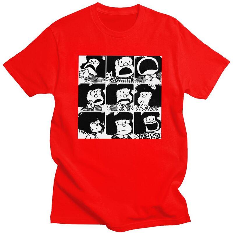 Custom Quino Comic Cartoon Mafalda T Shirts for Men Pure Cotton Tees Tshirt ShortSleeve Fashion Tshirt