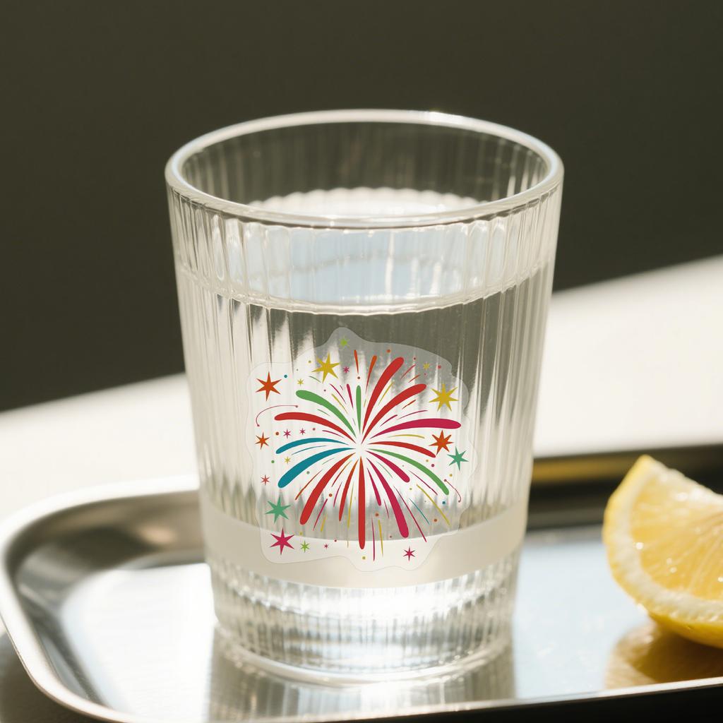 Sparkling Fireworks Theme Sticker Set of 50 Transparent PET Waterproof Labels for Bullet Journal Party & Home Decoration