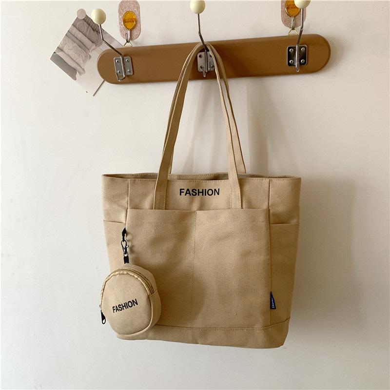

Повседневная портативная холщовая сумка, женская сумка-багет большой вместимости, простая студенческая сумка-тоут на плечо большой вместимости one size fits all хаки