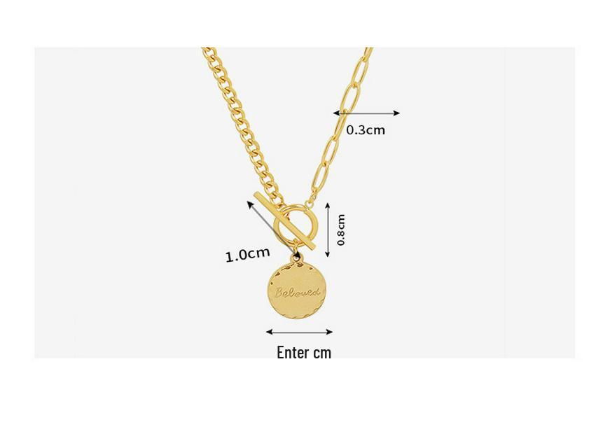 18K Gold-Plated Hip Hop OT Buckle Round Pendant Clavicle Necklace P101