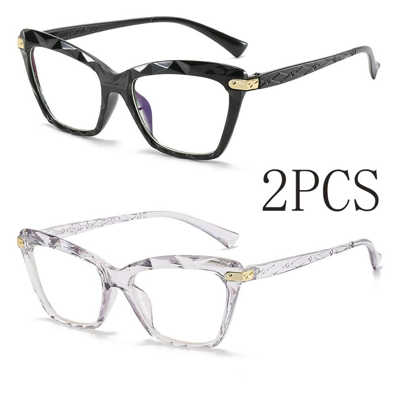 2PCS Anti Blue Light Glasses Exquisite Cat Eye Eyewear Women Men High Quality Eyeglas Blue Light Blocking Man Lady Eyeglasses