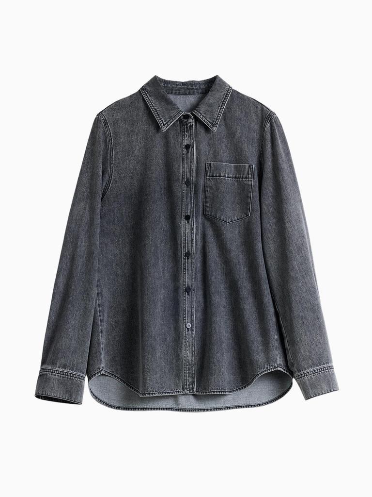 2026 Spring Women's Cotton Denim Shirt: Simple Retro Casual Jacket 89589