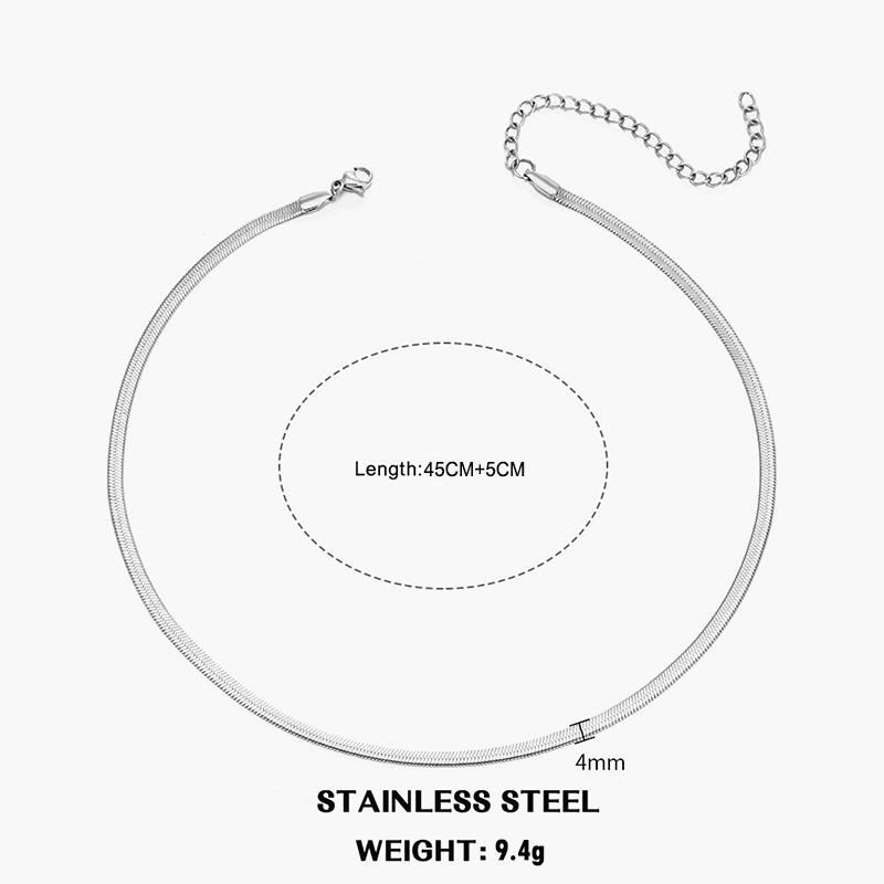 Classic Unisex Flat Snake Chain Choker Necklace For Women Stainless Steel Herringbone Gold Silver Color Fashion Jewelry Gift