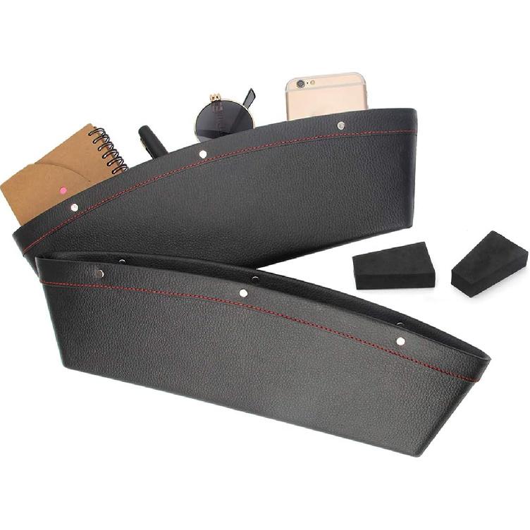 Coolrunner 2 Set Car Seat Gap Organizer, Car Seat Gap Filler, PU Full Leather Car Seat Crevice Storage Box Universal Fit In Between Car Seat Catcher