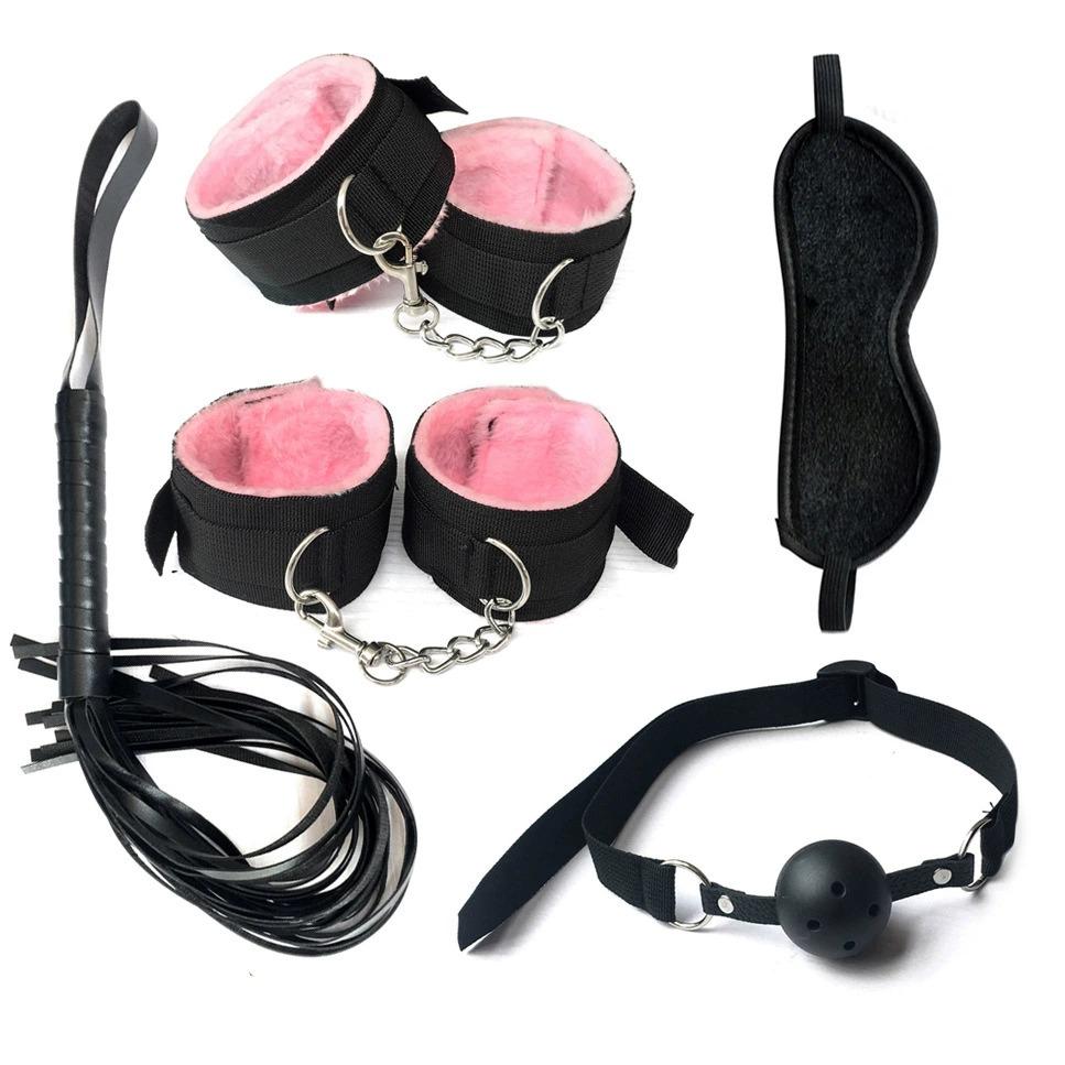 SM Fetish Bondage Erotic Toy Restraint Set Sex Toys For Women Handcuffs Whip Binding Anal Plug Vibrator Couple Sexy Tool