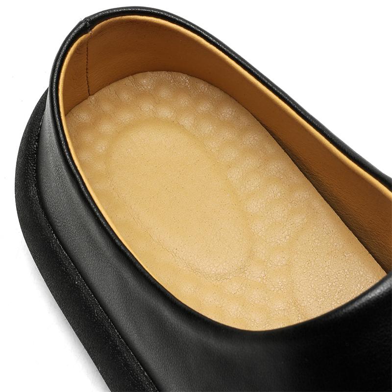 Fashion Spring New Style Fashion Flat Mules High Quality Unisex House Slippers Indoor Leather Slippers Luxury Brand Men Slip On Shoes