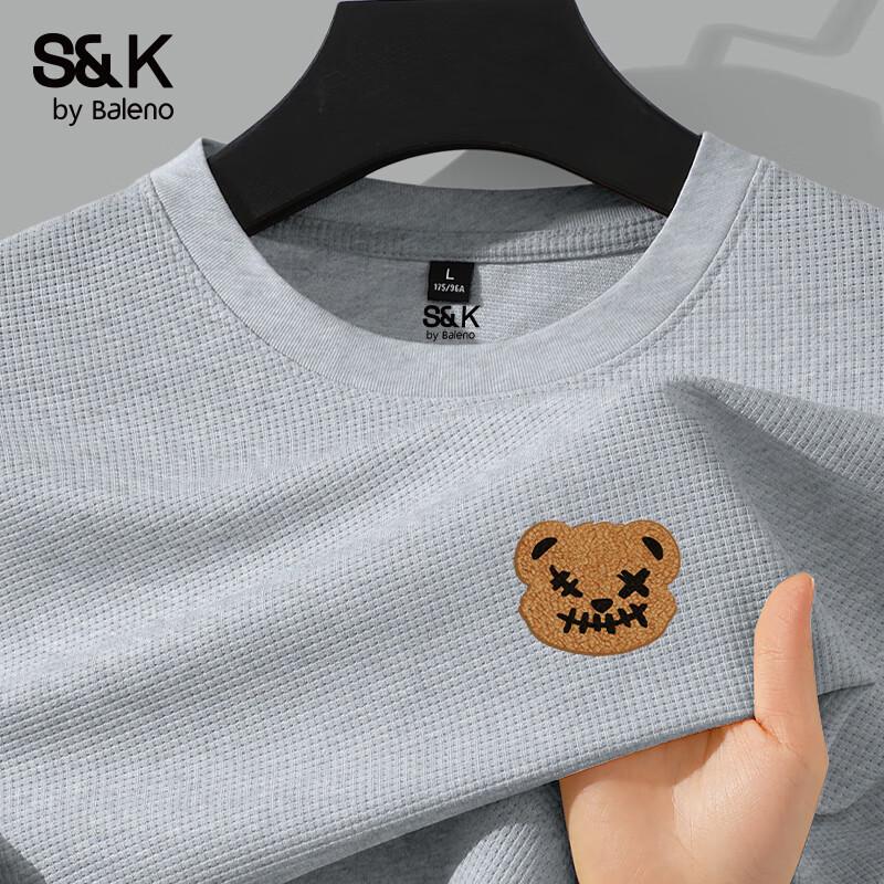Baleno S&K Men's JPB Felt Bear Waffle Knit Long Sleeve T-Shirt