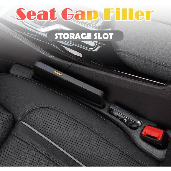 2PCS Car Seat Gapster, Car Seat Gap Filler For Filling Gaps Between Consoles, No Drop Seat Guard With Storage Slot, Black