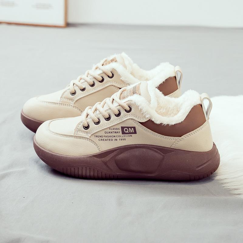 Fleece thickened large cotton women's shoes winter warm snow boots women's versatile new thick-soled cotton boots winter cotton