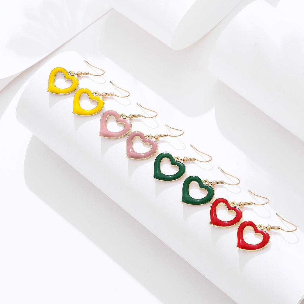Fashionable Simple Heart Drip Oil Earrings Chic Casual Street Style Sale Hot