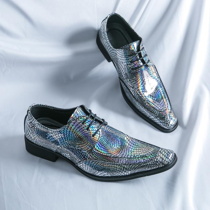 Hot Luxury Pink Mens Patent Leather Shoes Designer High Quality Pointed Chelsea Formal Shoes Man Dress Wedding Party Shoes Men