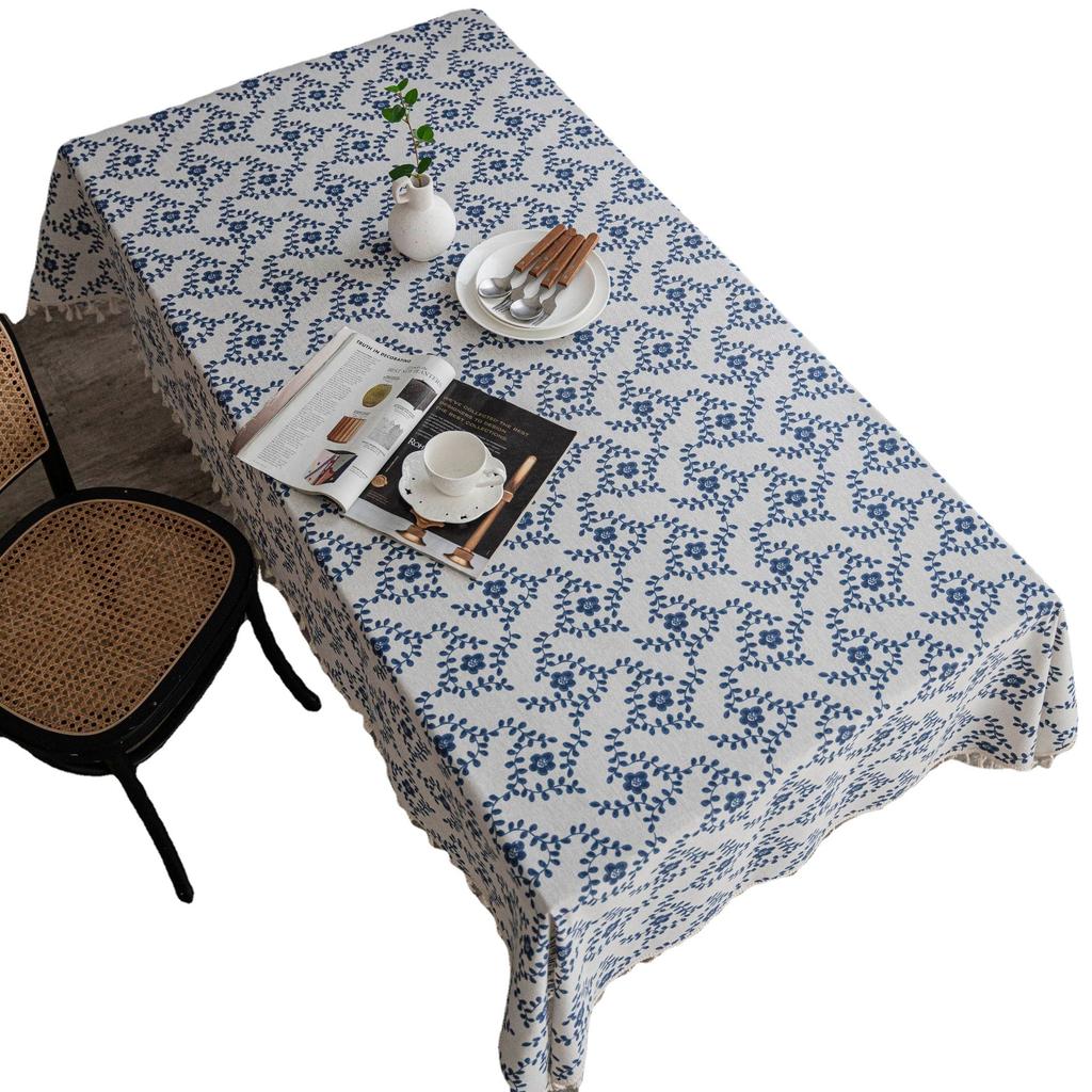 Cloth Dad Retro Cotton And Linen Wind Printing Dining Table Cloth Fringed Tablecloth Household Coffee Table Dust Cover