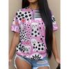 Womens Casual Round Neck Short Sleeve T-Shirt With Butterfly Print Loose Fit 2025