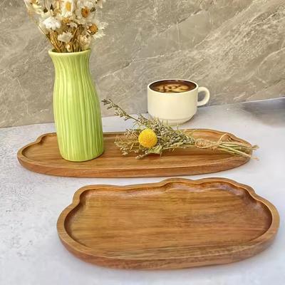Japanese Style Wooden Kitchen Accessories Tea Coffee Tray Fruit Dessert Candy Plate Wood Decorative Food Dish Trays Tableware