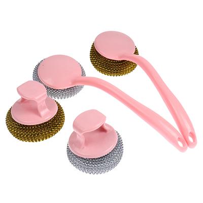 Wire Ball Brush With Handle Pan Cleaning Brush Dish Handle Washing Brush