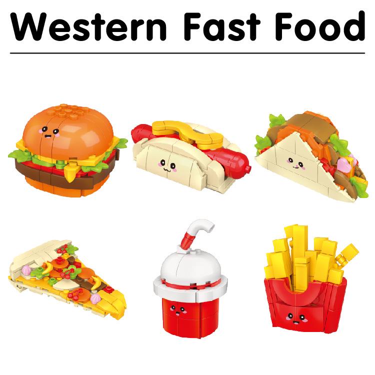 Doctor Star Children's Western Fast Food Assembly Playset - Small Building Blocks for School Gifts