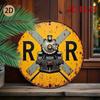Vintage Rustic Metal Train Wall Sign 2D Flat Retro Tin Art Decor for Garage Bar Man Cave 8x12 Inch