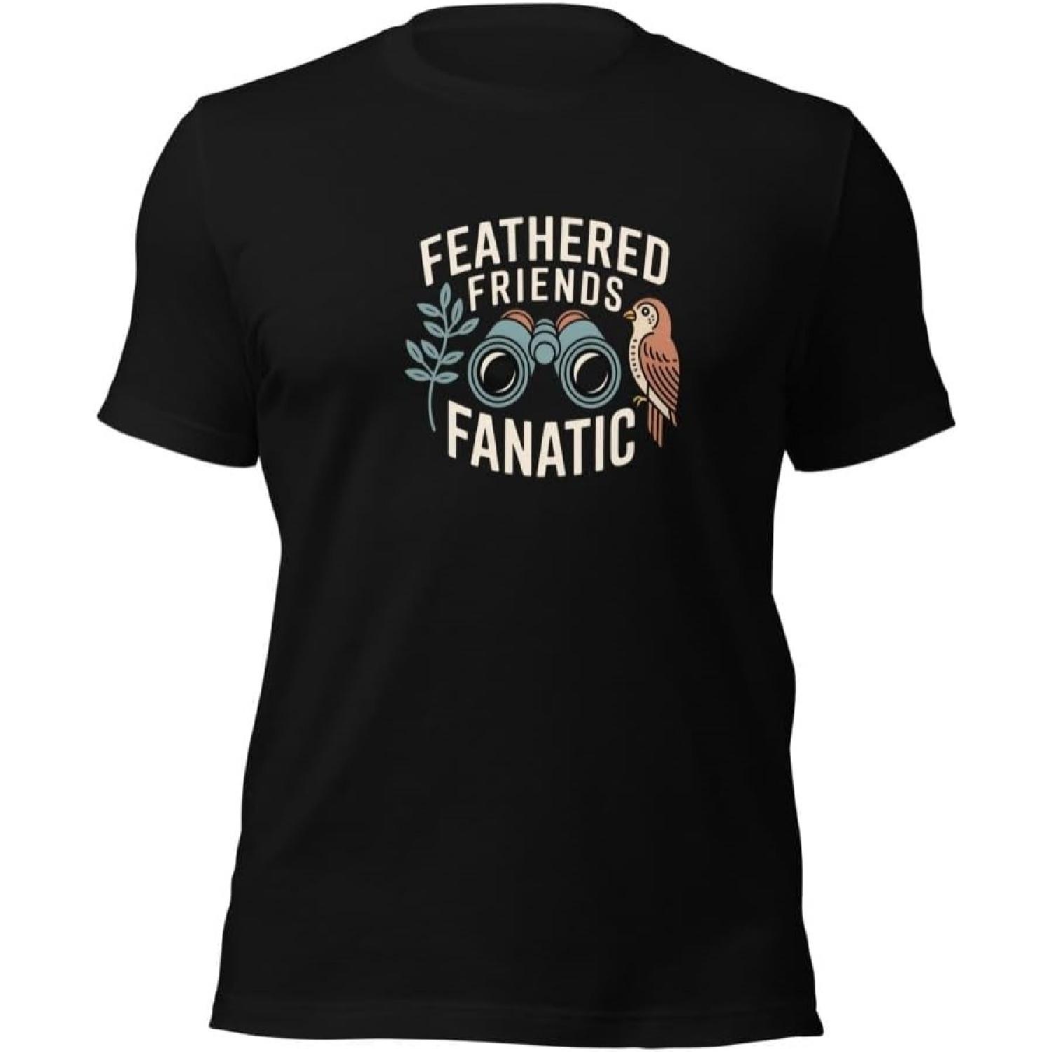 Feathered Friends Fanatic Birdwatching T-Shirt _ Bird Lover Apparel _ Premium Graphic Tee _ Gift for Ornithologists S